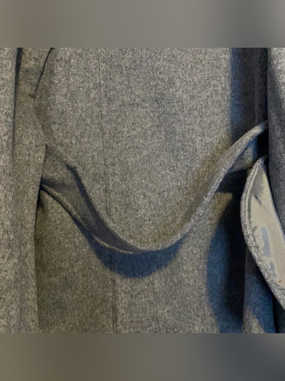 Liz Claiborne Gray Angora Wool Blend Belted Pea Coat Size Medium Soft - Picture 6 of 8